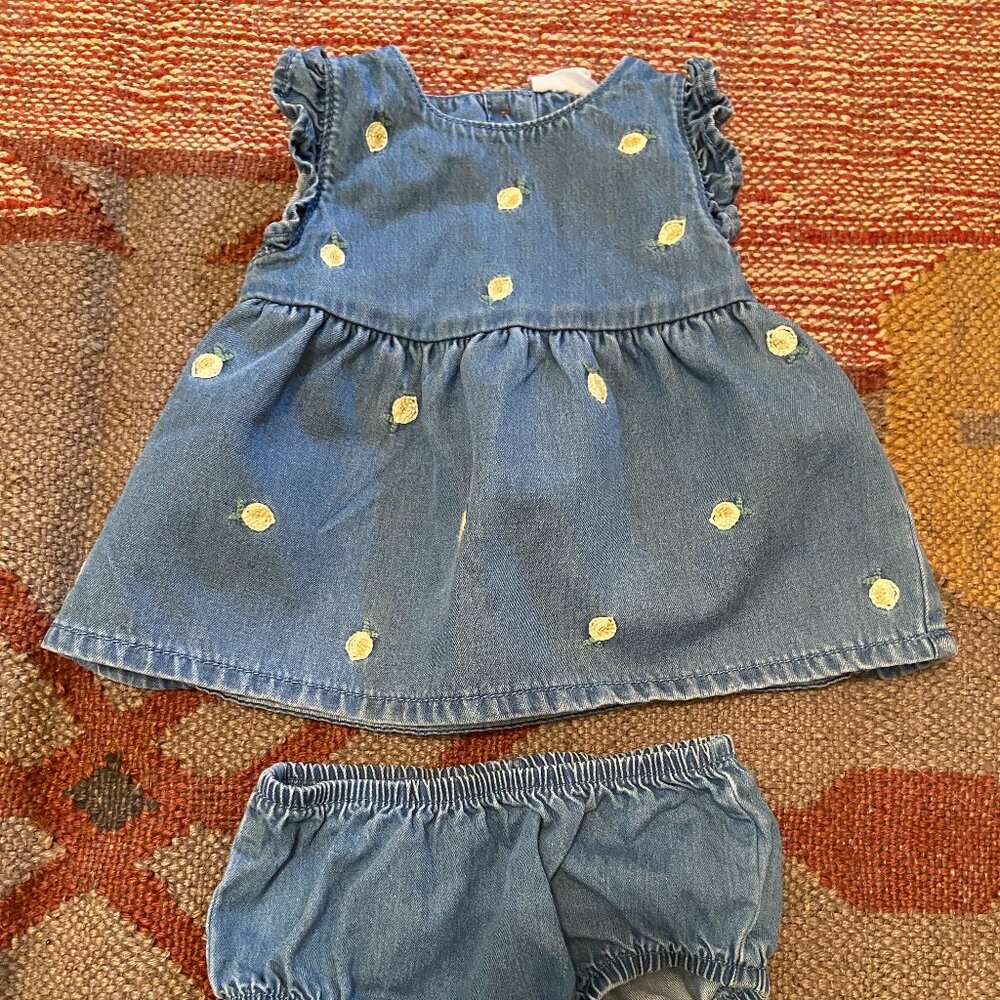 Fred & Flo Baby Girl Denim dress and bloomers